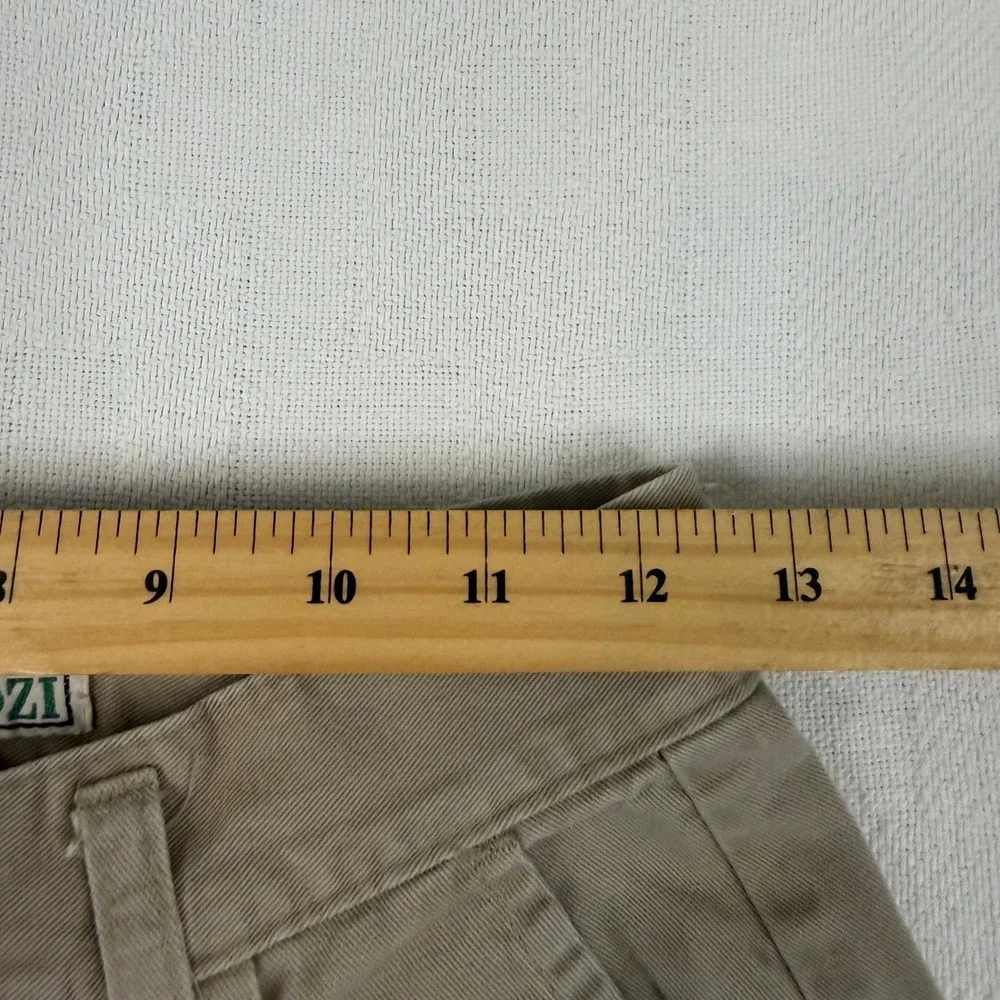 Skoozi Vintage Khaki Pleated High Waisted Tapered Cotton Pants Tan Size 9 27x28